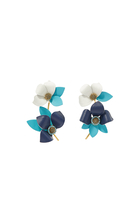 Flower Power Earrings, Gold-Plated Metal With Cubic Zirconia & Leather